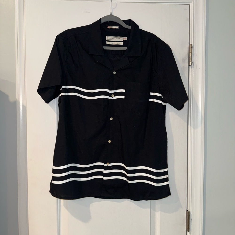 Hauste and Harte Black and White Striped Casual Shirt